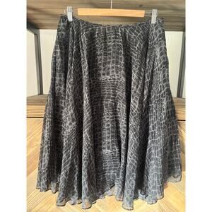 Lauren Ralph Lauren 100% Silk Midi Skirt Gray Snake Print 4